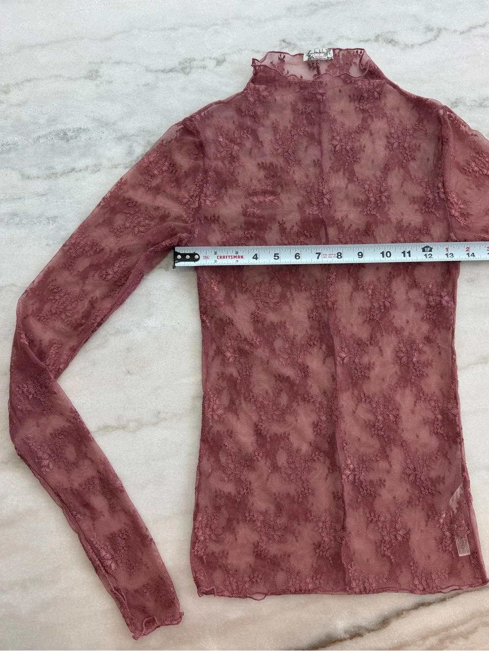 Free People Lady Lux Printed Layering Top Fawn Combo Long Sleeve Women Size S